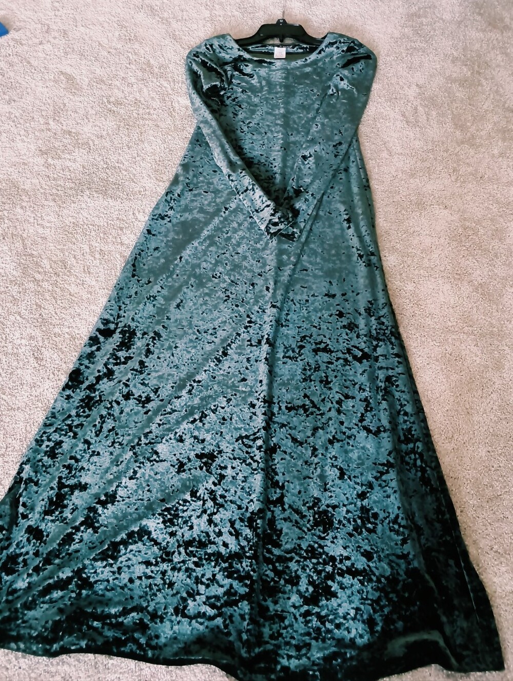 VTG 90s Betsey Johnson Crushed Velvet Dress Emerald Long Sleeve Green Goth Gown